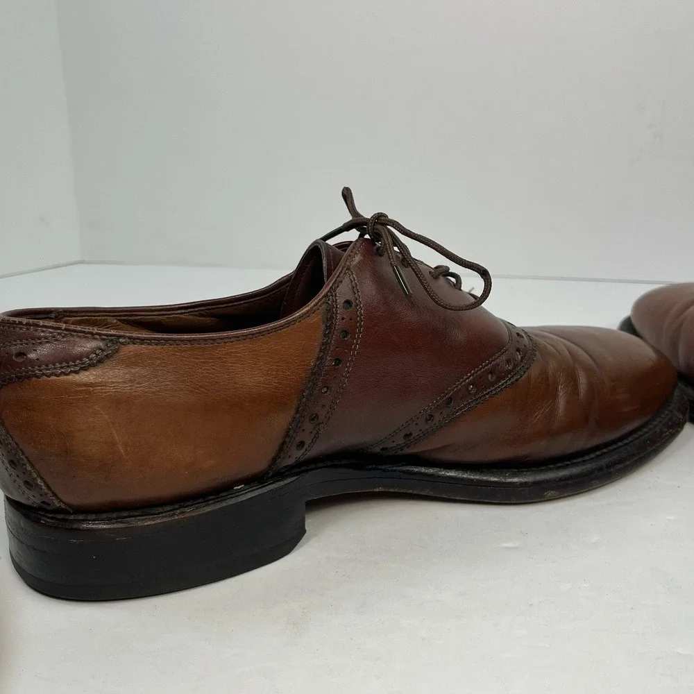 Vintage Allen Edmonds Polo Saddle Oxford Shoes Men Size 8D Brown Two Tone USA